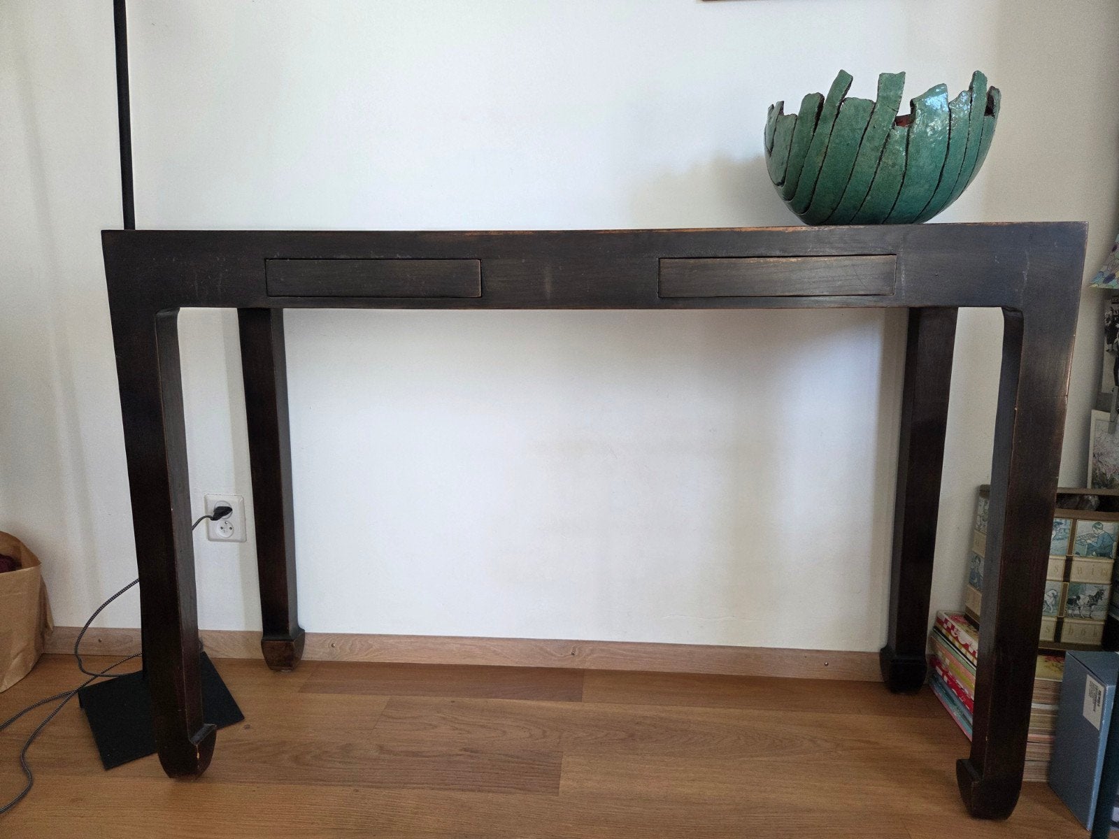 Authentieke Chinese houten sidetable - Zwart met lades, Gebruikt, 100 tot 150 cm, Chinees, Authentiek, Ophalen of Verzenden