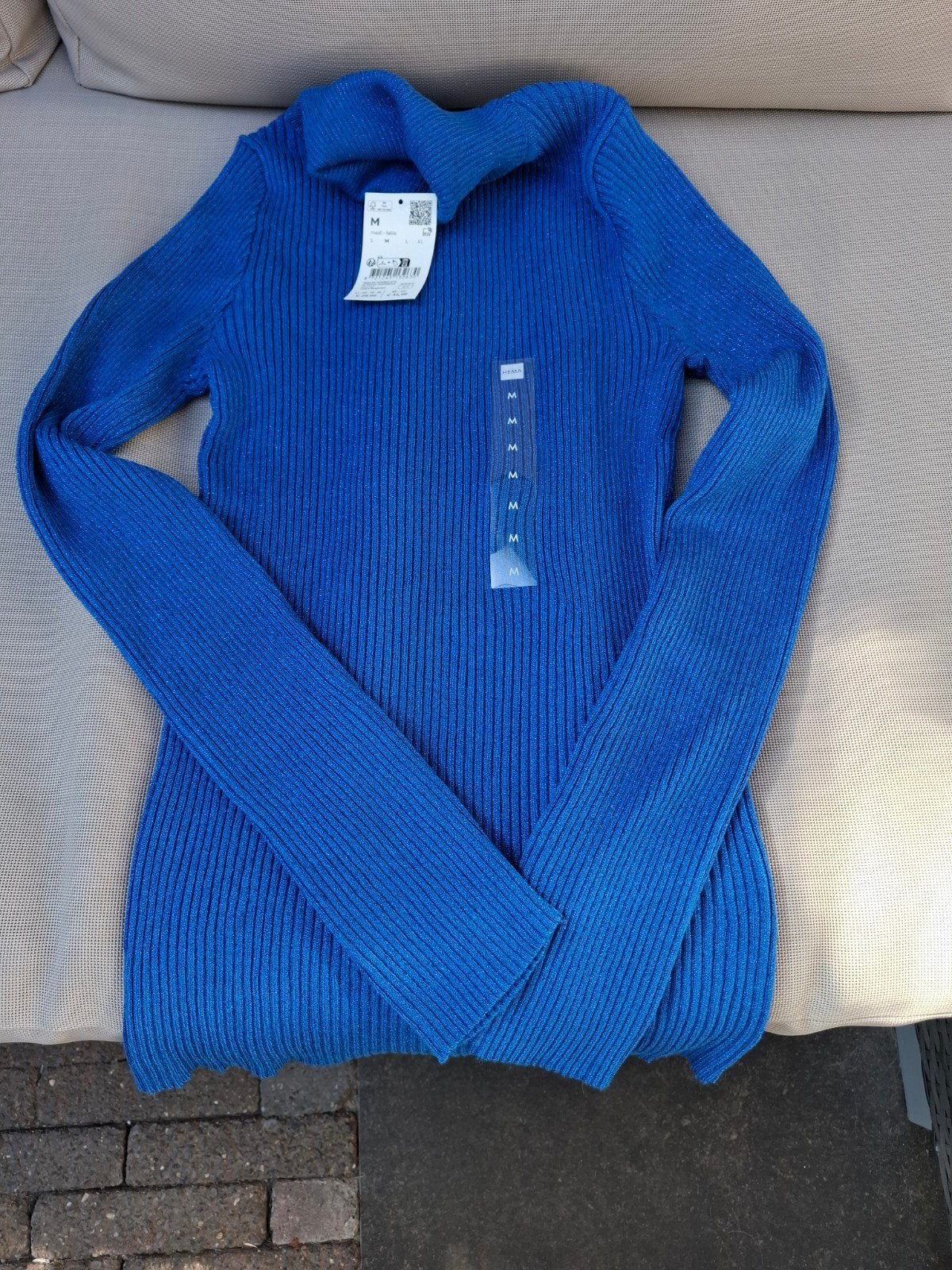 Nieuwe blauwe ribgebreide coltrui maat M, Maat 38/40 (M), Blauw, Nieuw, Ophalen of Verzenden