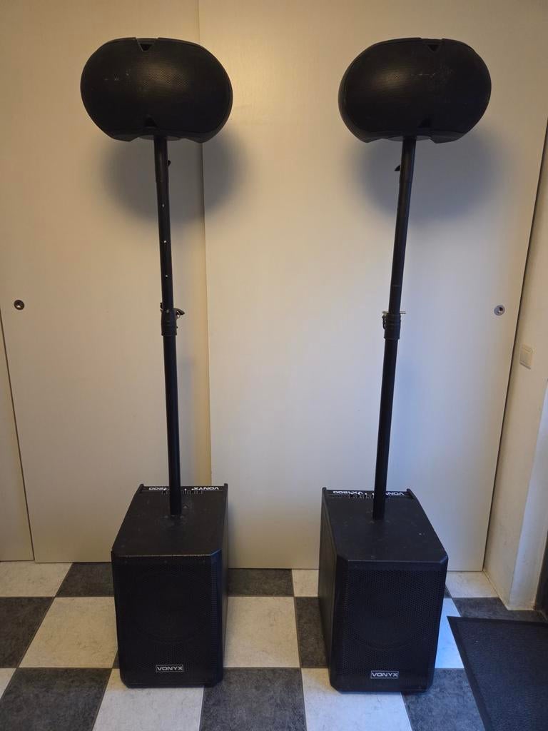 Complete actieve geluidsset 2x12 sub evid 6.2 top 1500w, Gebruikt, Overige typen, 120 watt of meer, Ophalen