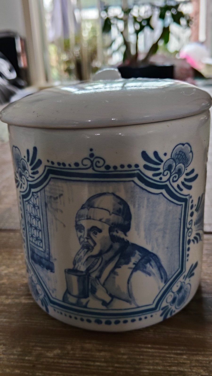 Pottershuis De Swaen Delfts Blauw Tabaks 4stuks compleet pot, Ophalen