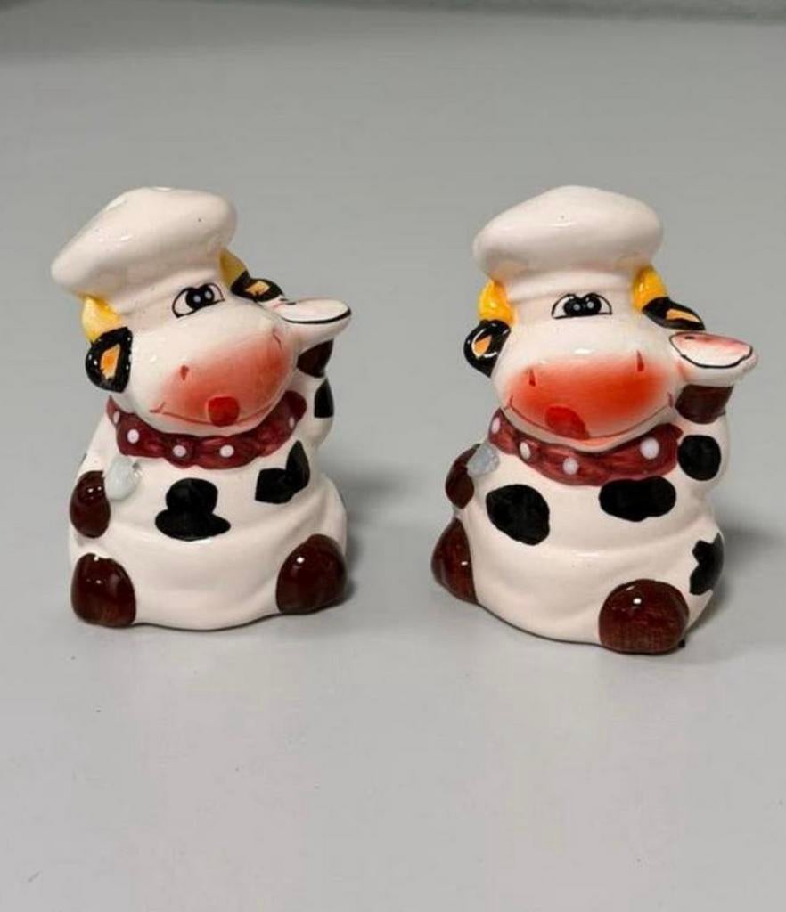 Vintage porselein porseleinen peper en zout stel koe koeien, Ophalen of Verzenden