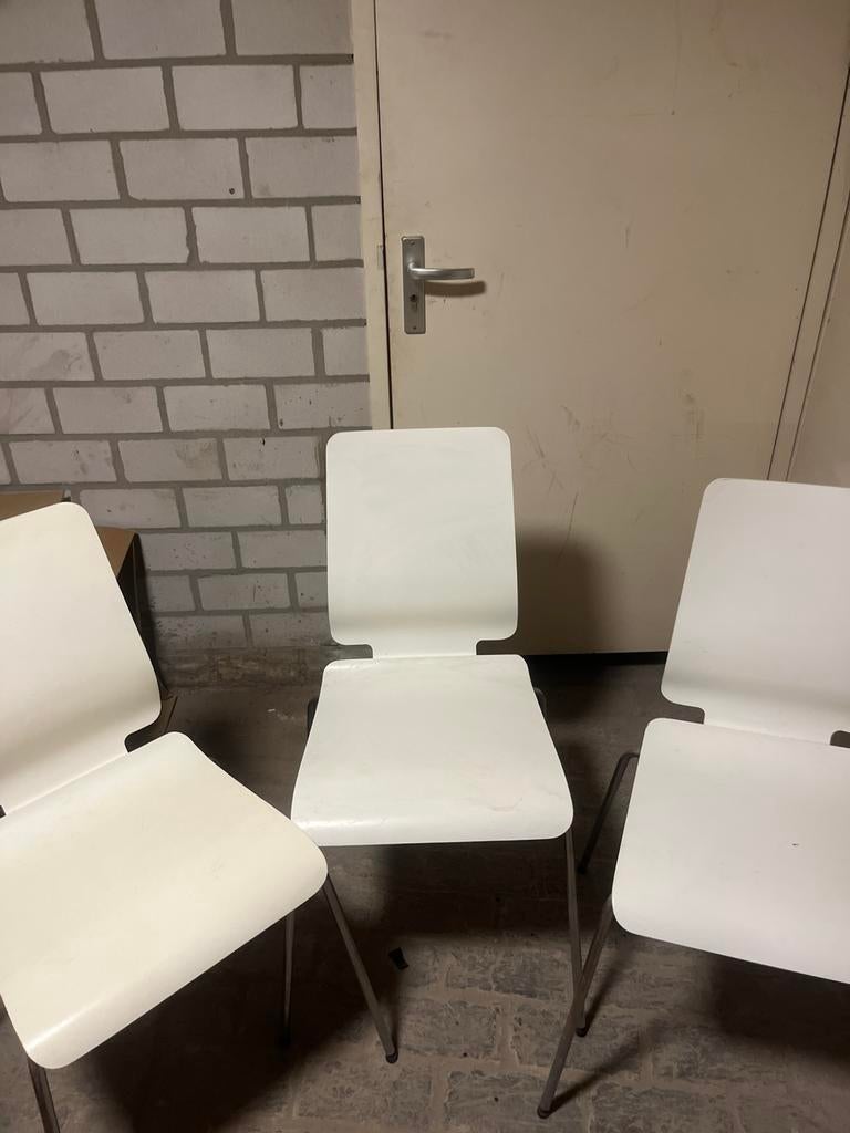 3 IKEA gilbert stoelen, Huis en Inrichting, Stoelen, Gebruikt, Drie, Wit, Ophalen of Verzenden
