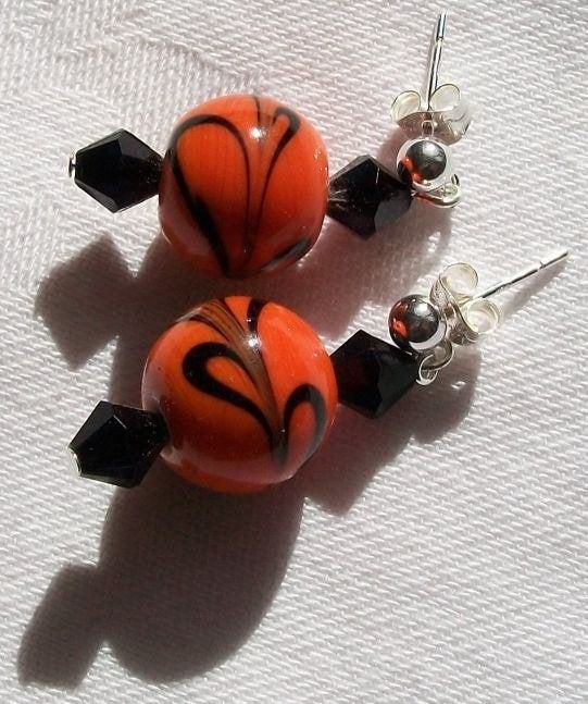 Orange oorknopjes (zilver), Verzenden, Nieuw, Oranje, Knopjes of Stekers