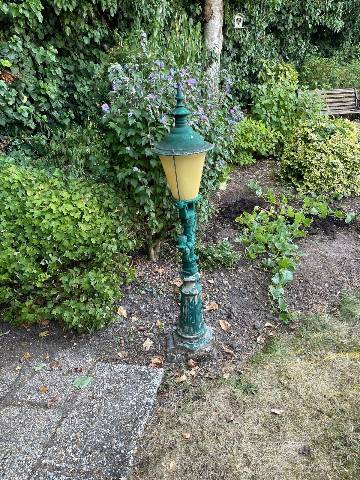 Vintage tuinlamp / lantaarnpaal - Verfje kan geen kwaad, Tuin en Terras, Ophalen, Gebruikt, Minder dan 50 watt, Staande lamp