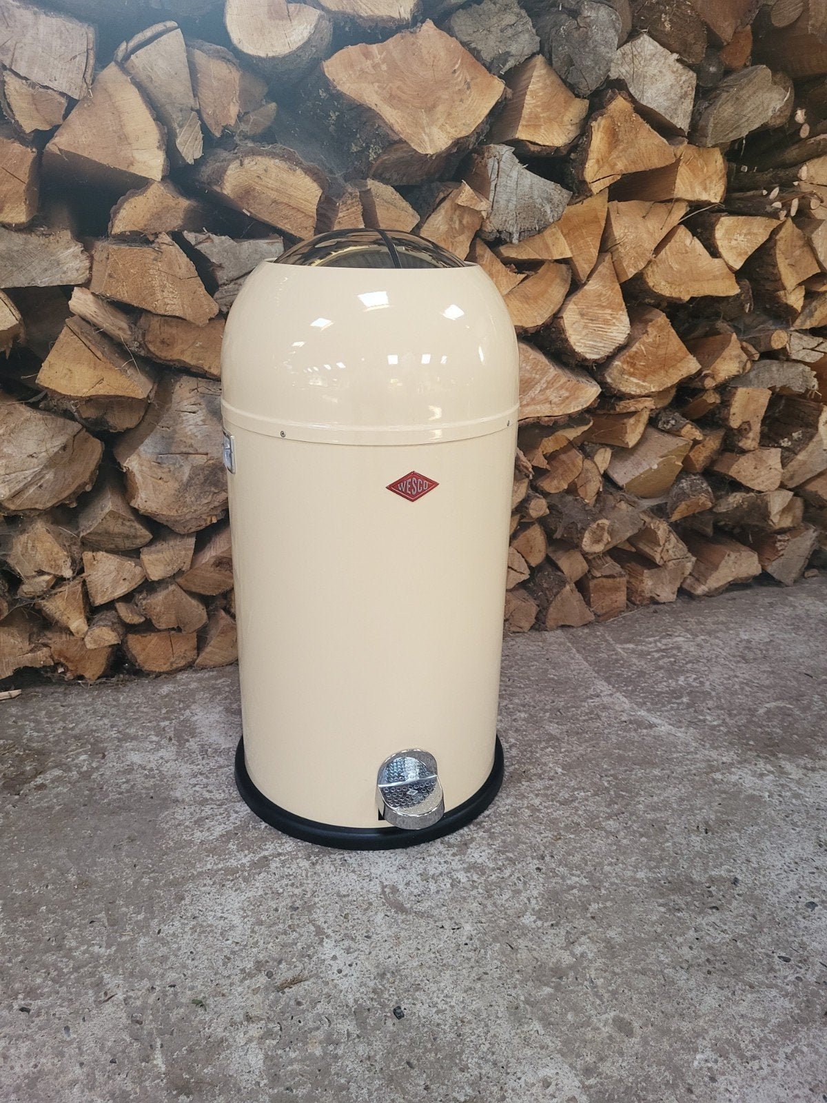 Wesco Prullenbak - Crème - Zo goed als nieuw, Met pedaal, Ophalen of Verzenden, Zo goed als nieuw, 30 tot 40 liter