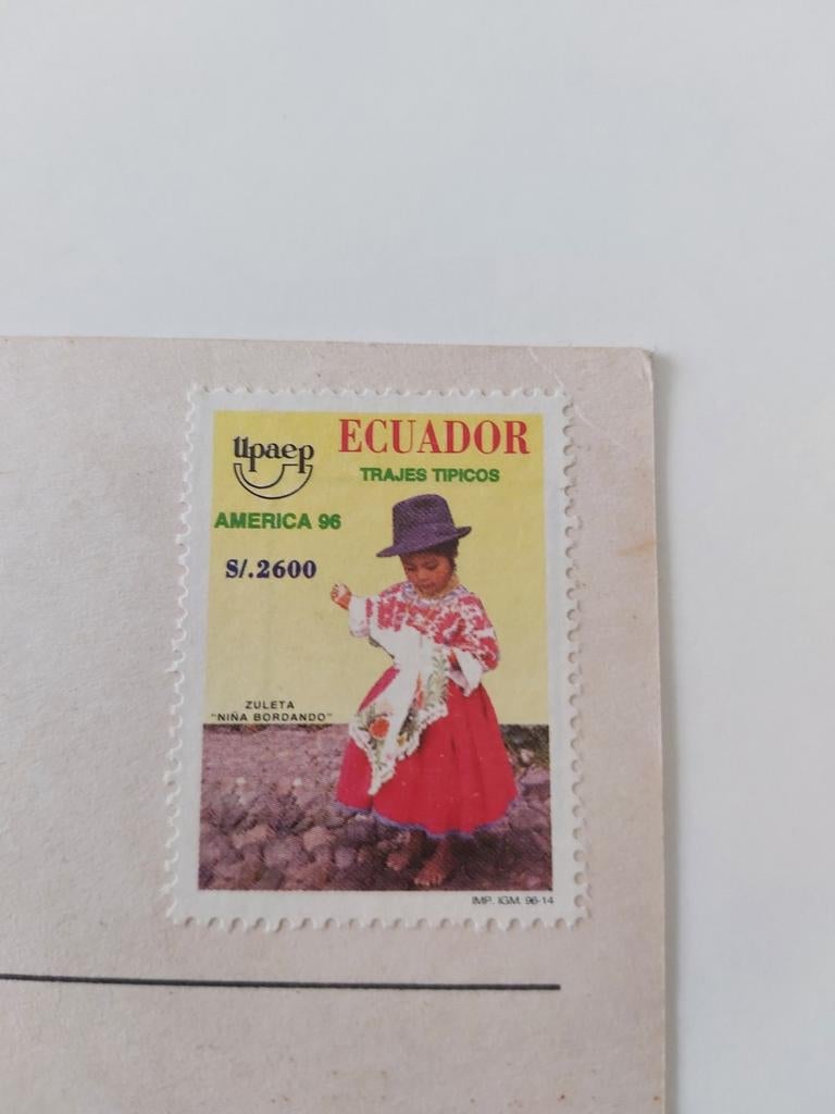 Ansichtkaart uit Ecuador met Postzegel., Ophalen, 1980 tot heden