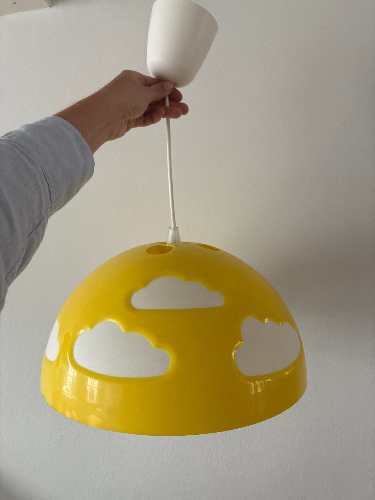 Ikea Skojig gele hanglamp wolken - Plafondlamp, Ophalen, Gebruikt, Kunststof, E27 (groot)