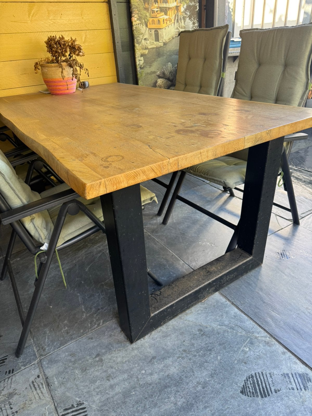 Eiken eettafel, opkappertje, Ophalen, Gebruikt, Rechthoekig, Overige materialen