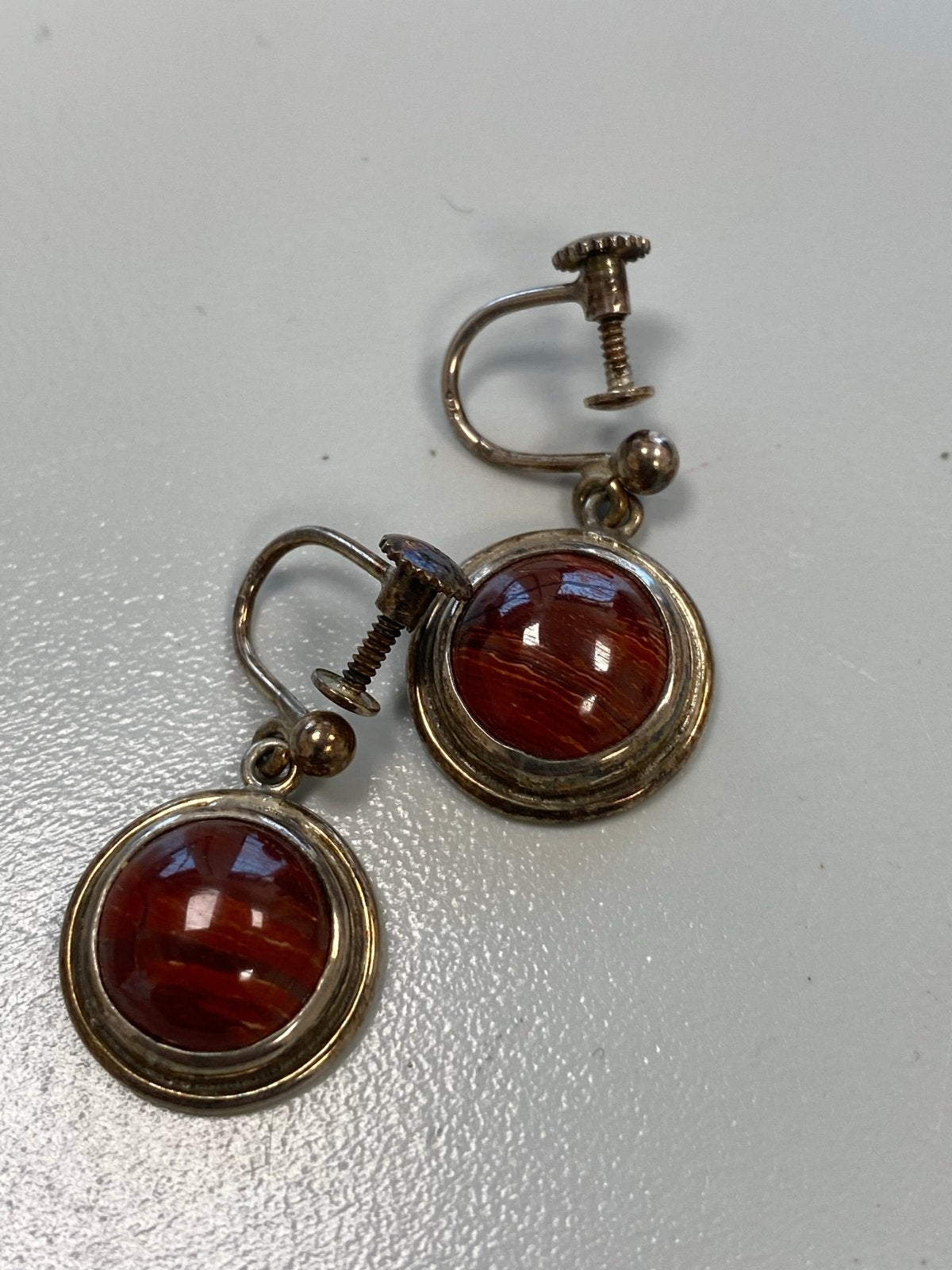 Vintage Carneool Draai Oorbellen, Ophalen, Hangers, Nieuw, Met edelsteen