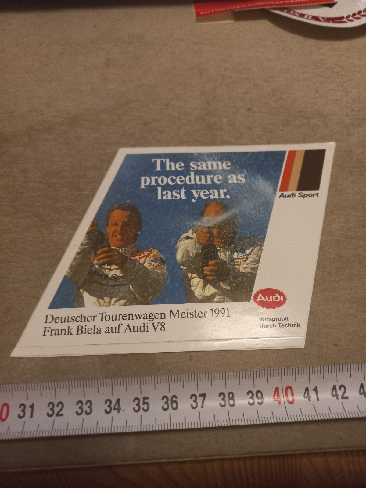 Audi Sport DTM 1991 Frank Biela Audi V8 sticker, Ophalen of Verzenden