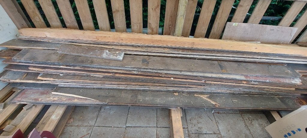 sloophout (planken), Doe-het-zelf en Verbouw, Hout en Planken, Gebruikt, Minder dan 25 mm, Ophalen of Verzenden, Plank