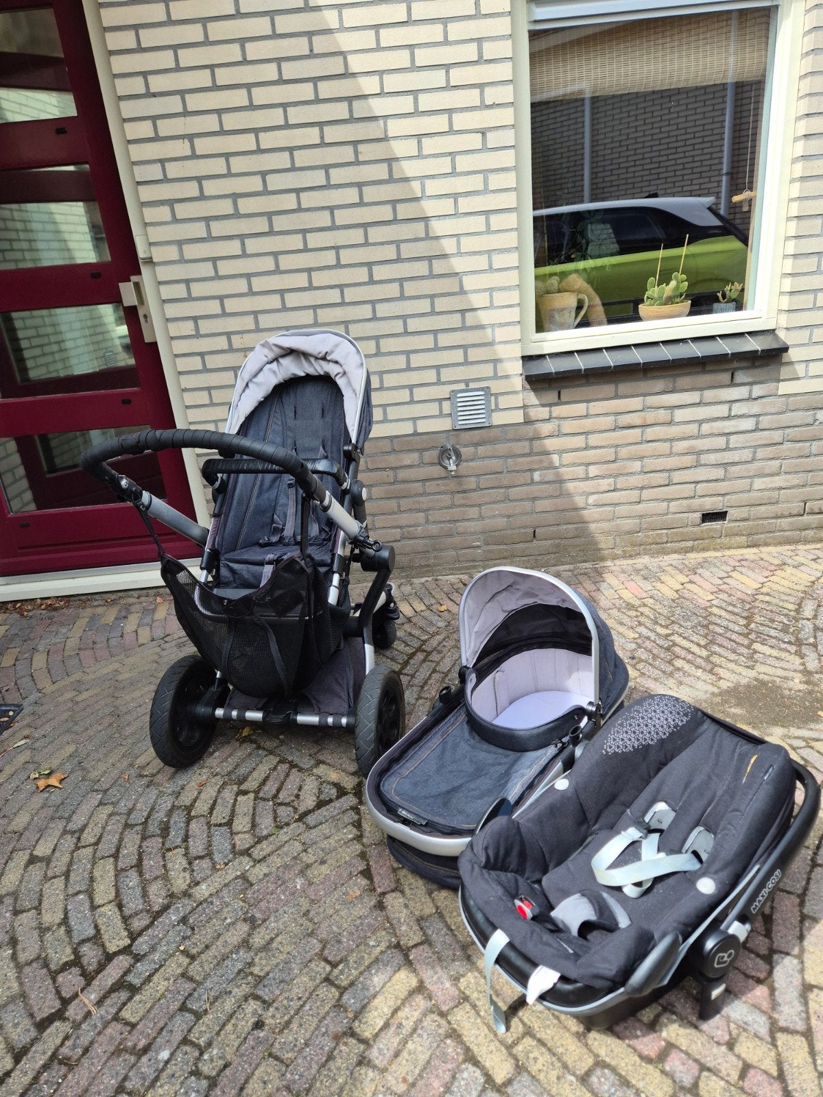 Joolz 3-in-1 Kinderwagen met Autostoel en Regenhoes, Gebruikt, Verstelbare duwstang, Ophalen, Kinderwagen
