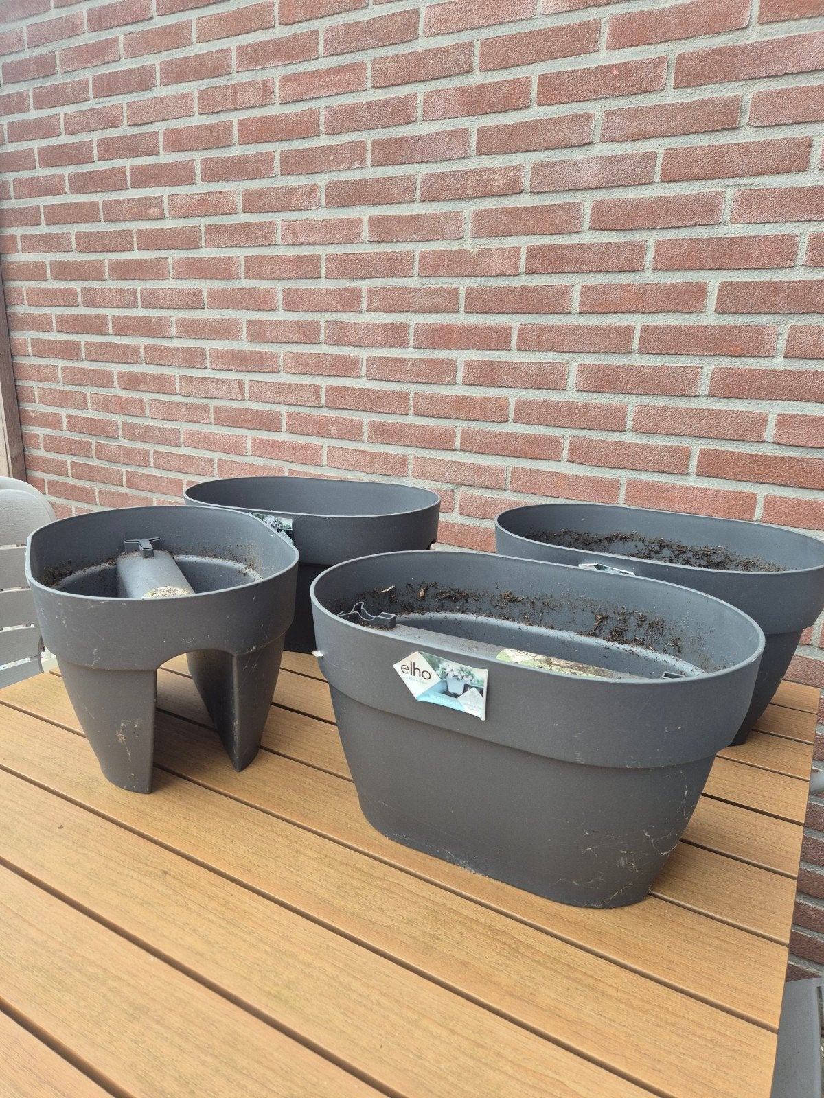 Elho bloempotten - set van 4 stuks, Kunststof, Gebruikt, Ophalen of Verzenden, Balkon