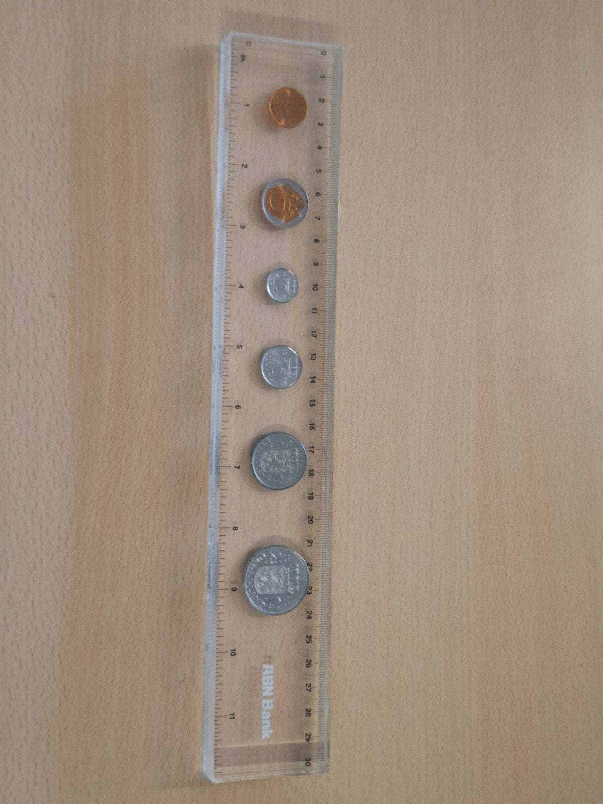 Centimeter met munten uit het guldentijdperk van ABN Bank, Ophalen of Verzenden