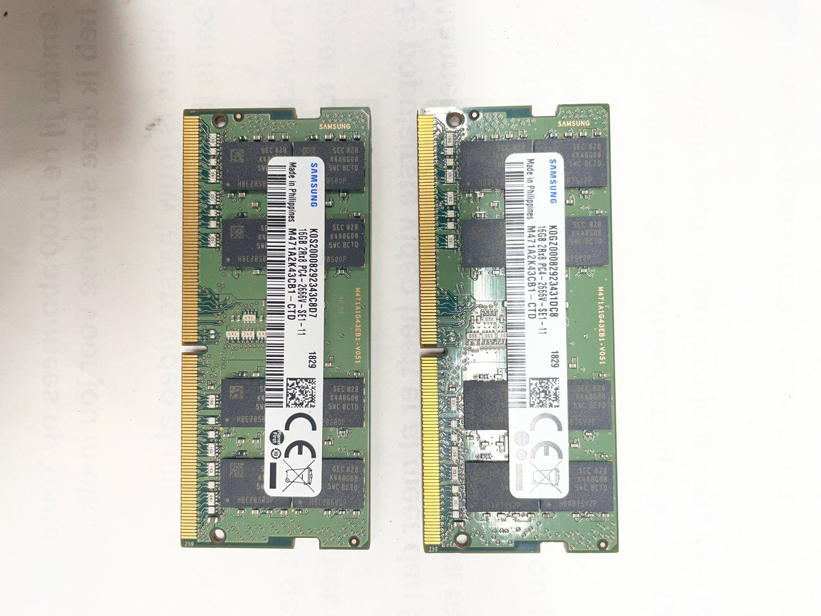 2x Samsung M471A2K43CB1 16GB DDR4 RAM voor Laptop, Computers en Software, Gebruikt, DDR4, Ophalen of Verzenden, Laptop