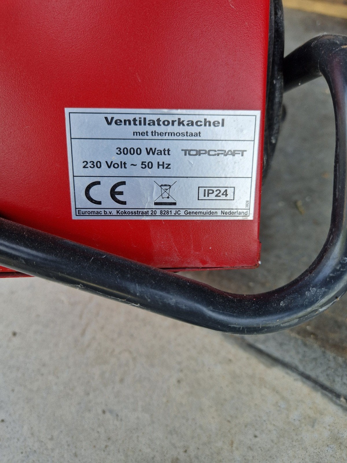 Topcraft ventilatorkachel met thermostaat 3000 Watt, Huis en Inrichting, Kachels, Ophalen, Gebruikt, Overige soorten, Elektrisch