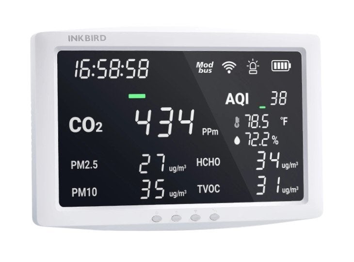 Inbird Aqi luchtkwaliteit 8in1 groot scherm CO2, PM2.5, wifi, Doe-het-zelf en Verbouw, Verzenden, Lifelab (EU-verantwoordelijke/importeur: Levenslab)