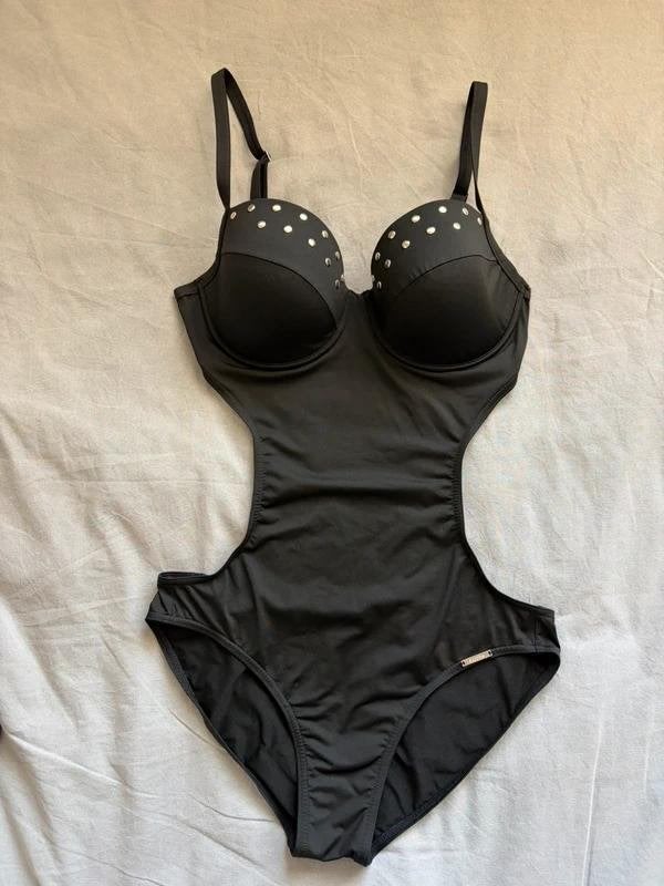 Sapph monokini badpak zwart zilveren studs beugel 70D / S 36, Zwart, Nieuw, Badpak, Ophalen of Verzenden