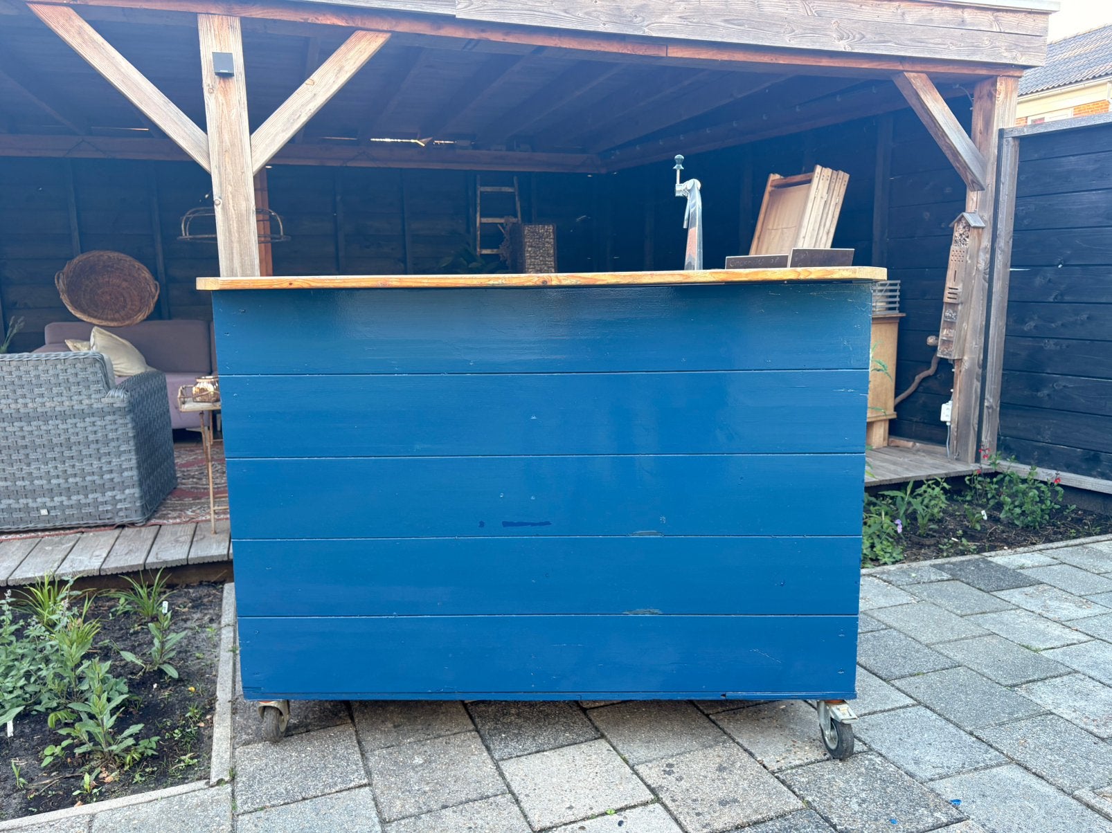 Bar met biertap RVS/hout/spoelbak, Ophalen of Verzenden, Zo goed als nieuw