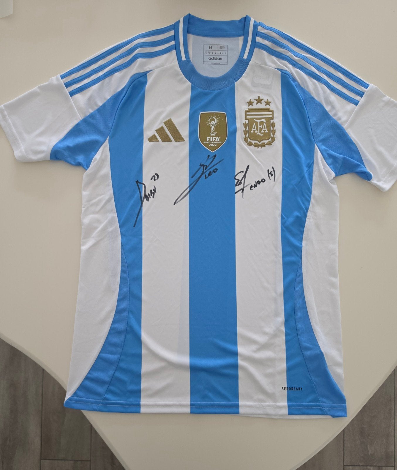 Origineel gesigneerd Argentinië-shirt – Lionel Messi..., Maat M, Ophalen of Verzenden, Nieuw, Shirt