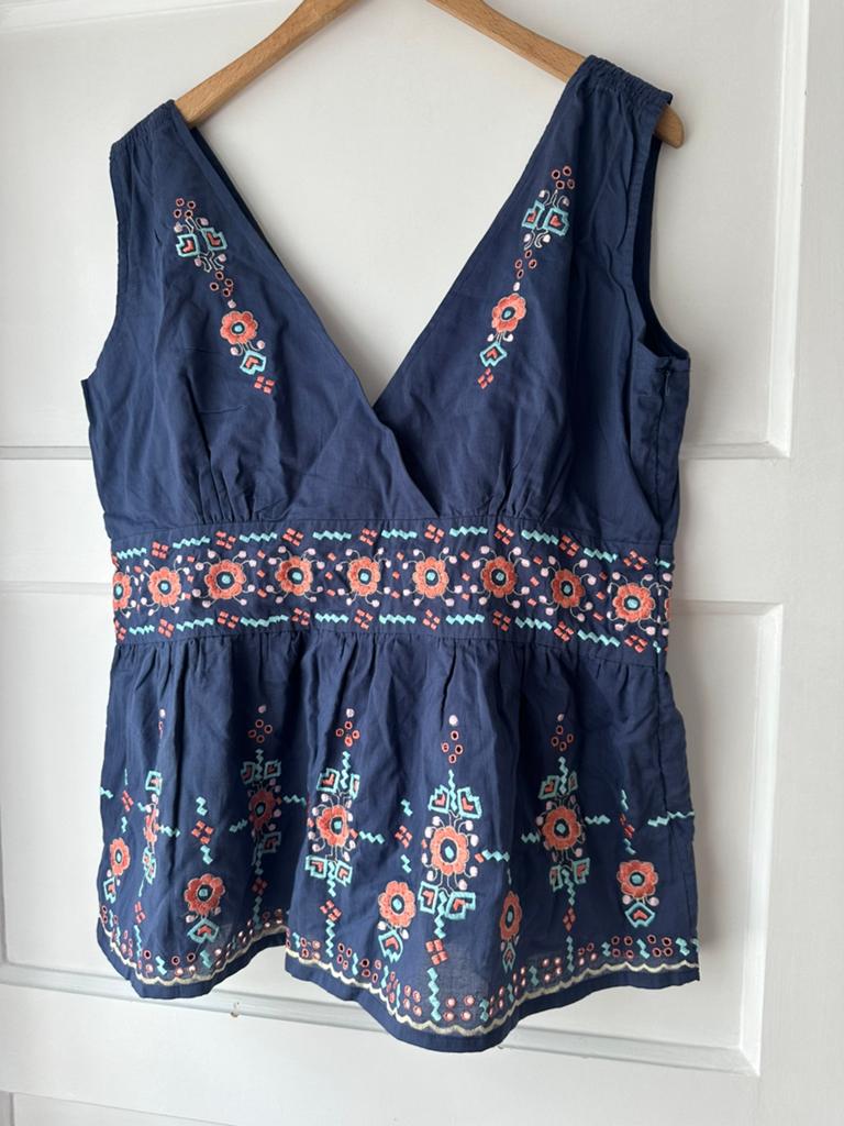 Nieuw blauw geborduurde zomerse top Md’M maat XL 42 44, Ophalen of Verzenden, Nieuw, Maat 42/44 (L), Blauw