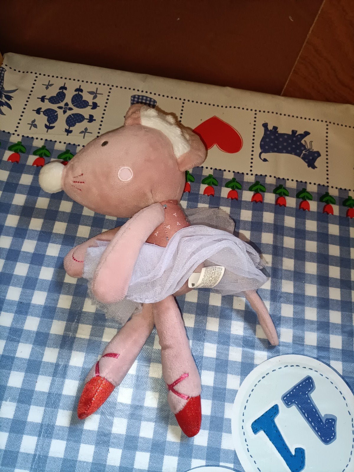 Schattige Ballerina muis knuffel Tiamo met tutu en spitzen, Kinderen en Baby's, Ophalen of Verzenden, Zo goed als nieuw, Overige typen