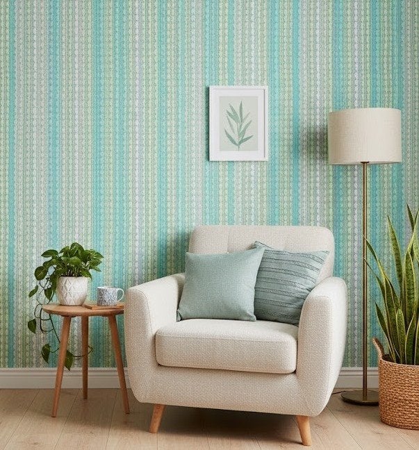 6951 mint pastel streepjes behang luchtig fris gevoel swiet, Huis en Inrichting, Stoffering | Behang, Ophalen of Verzenden