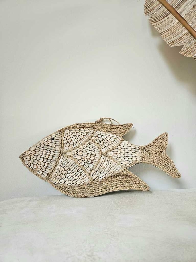 Schelpen vis wanddecoratie 3 uit Bali, Huis en Inrichting, Woonaccessoires | Wanddecoraties, Nieuw, Ophalen of Verzenden
