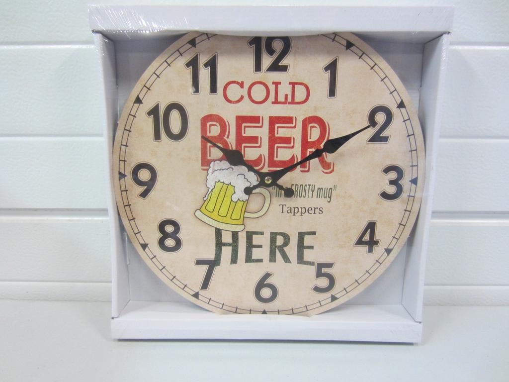 Wandklokken "cold beer", Ophalen of Verzenden, Nieuw, Wandklok