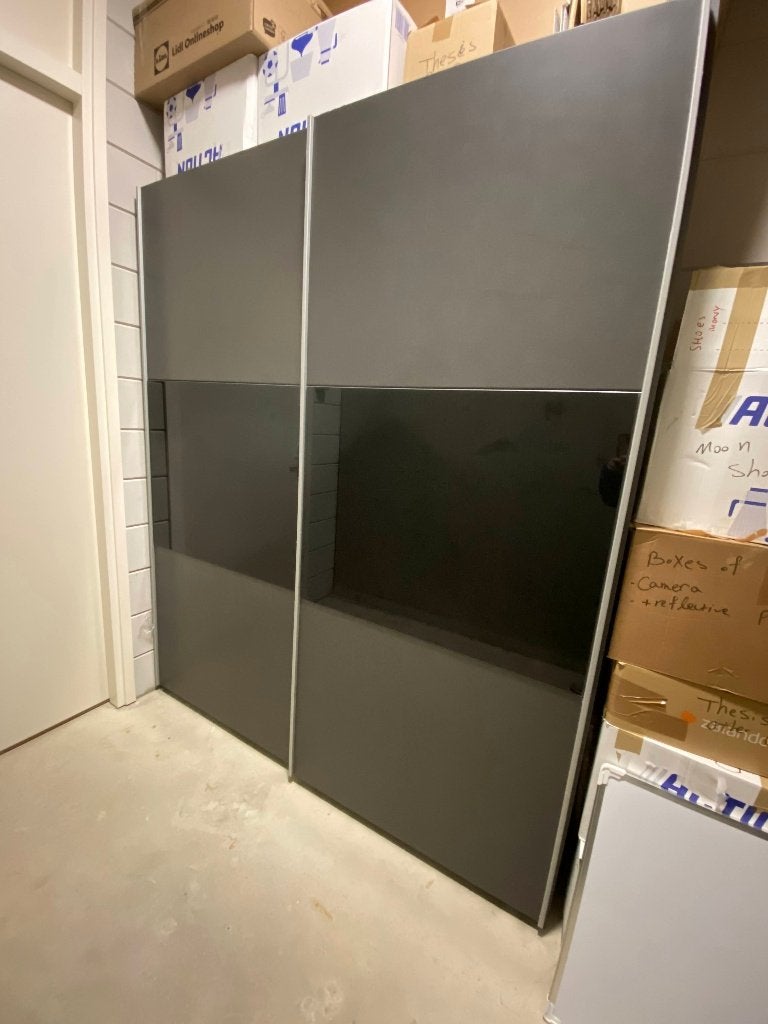 IKEA PAX Schuifdeuren (Donkergrijs Hoogglans), Ophalen, Overige materialen, Gebruikt, 200 cm of meer