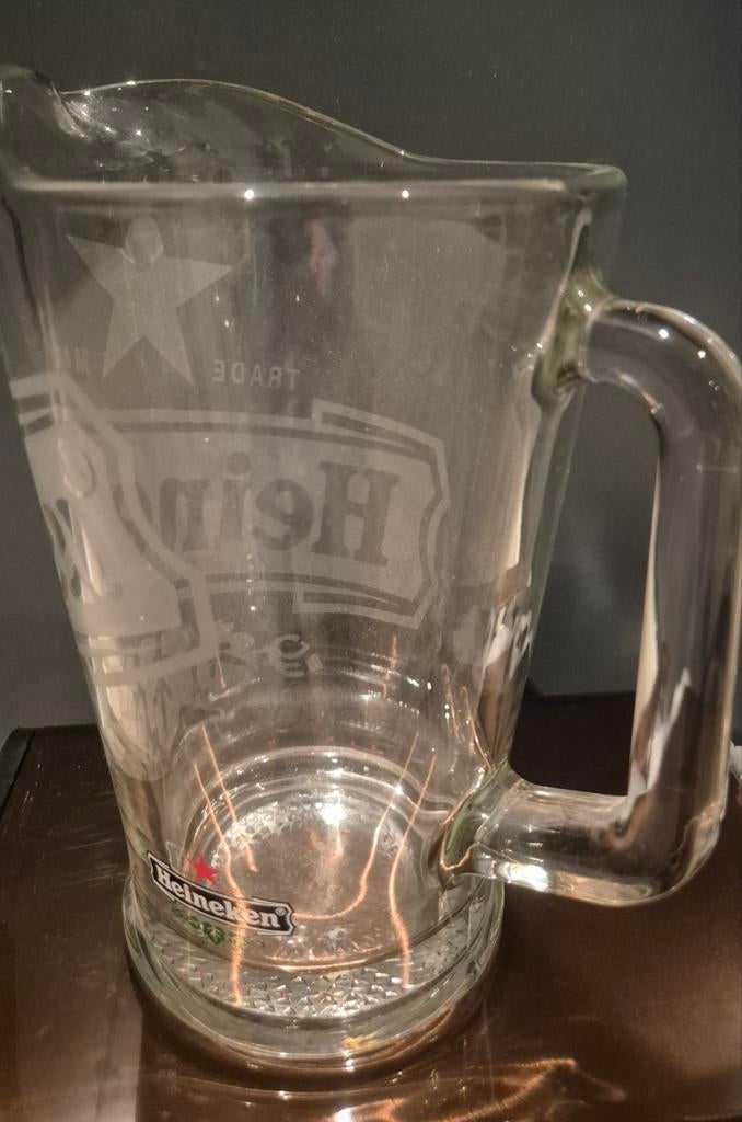 Grote Heineken bierpul / bierkan van glas, Ophalen, Zo goed als nieuw, Glas of Glazen, Heineken