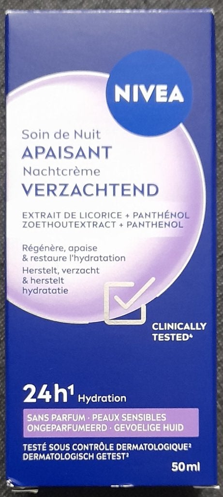 Nivea Kalmerende Nachtcreme Sensitive 50ml Gezichtscreme, Ophalen of Verzenden, Nieuw, Gehele gezicht, Verzorging