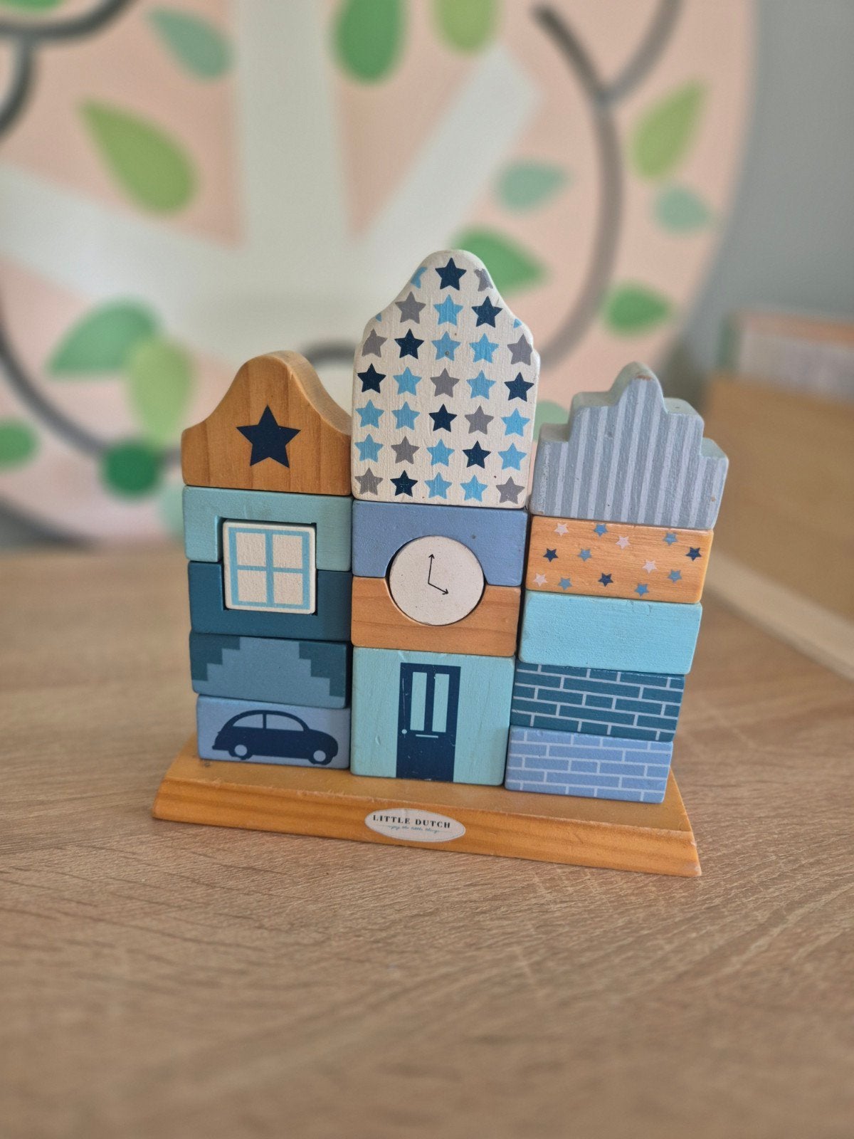 Little Dutch Houten Stapelblokken Huisjes Blauw, Kinderen en Baby's, Ophalen, Gebruikt, Overige typen