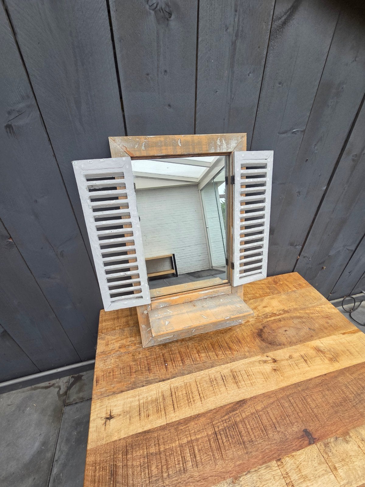 Decoratieve spiegel met luiken - Landelijke stijl, Ophalen, Minder dan 50 cm, Gebruikt, Minder dan 100 cm