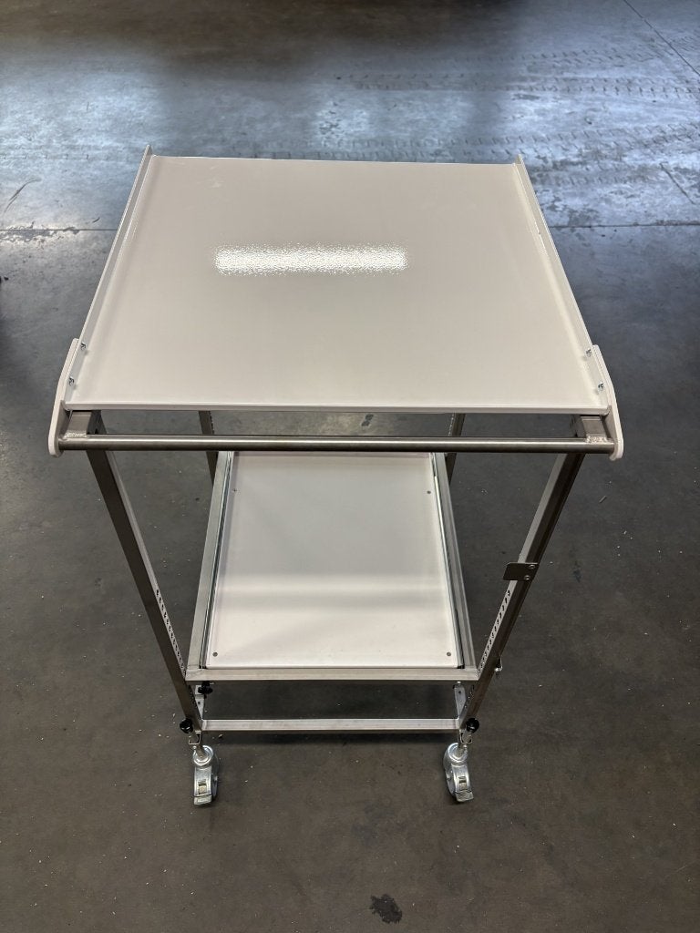 RVS Inklapbare Tafel met Zwenkwielen, Huis en Inrichting, 50 tot 100 cm, Vierkant, Nieuw, Metaal