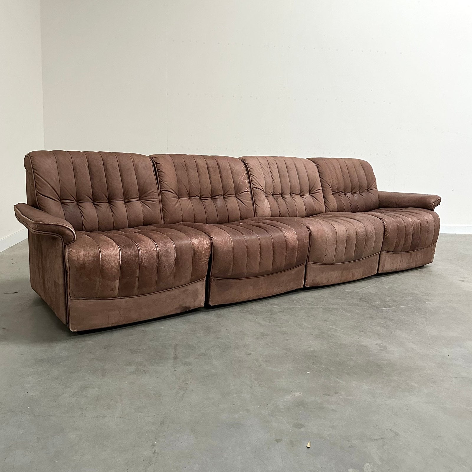 Vintage modulaire leren bank fauteuil jaren 60 70 design, Huis en Inrichting, Banken | Complete zithoeken, Ophalen, Gebruikt, Lemke