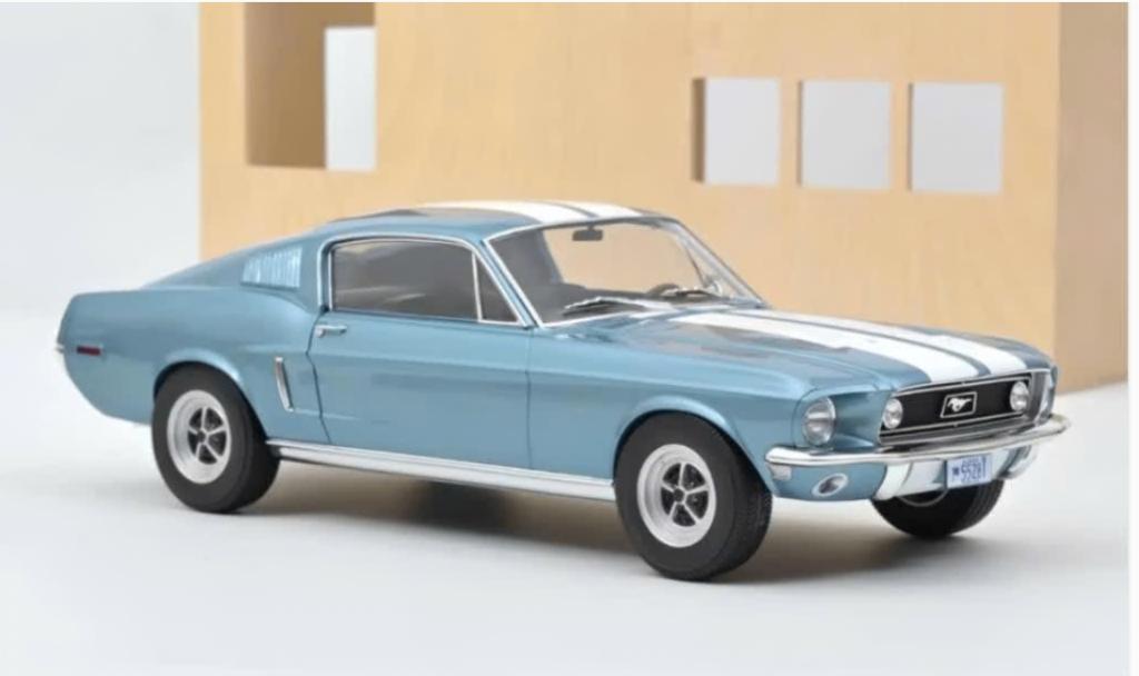 Ford Mustang Fastback 1968 Blauw 1/12 NOREV LIM. Ed. 122705, Verzenden, Nieuw, 1:9 t/m 1:12, Auto
