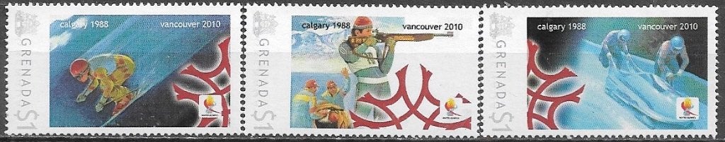 GRENADA serie Olympische Winterspelen te Calgary 1988 -2010, Postzegels en Munten, Verzenden, Postfris, Sport