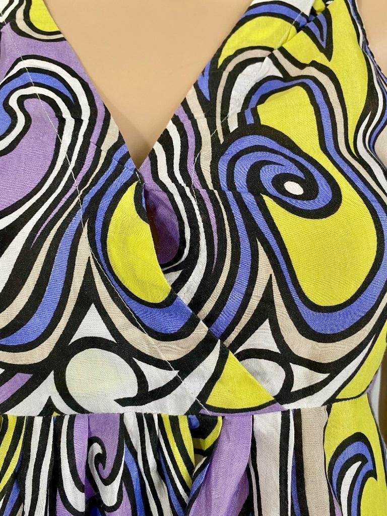 362: EKSEPT: paars/wit/geel/blauw jurkje jurk Maat XS=34, Kleding | Dames, Jurken, Paars, Ophalen of Verzenden, Zo goed als nieuw