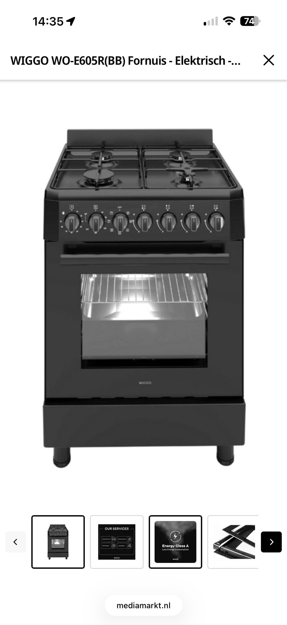 WIGGO WO-E605R(BB) GasFornuis - Elektrisch - Zwart, Witgoed en Apparatuur, 60 cm of meer, Nieuw, Energieklasse A of zuiniger, Vrijstaand
