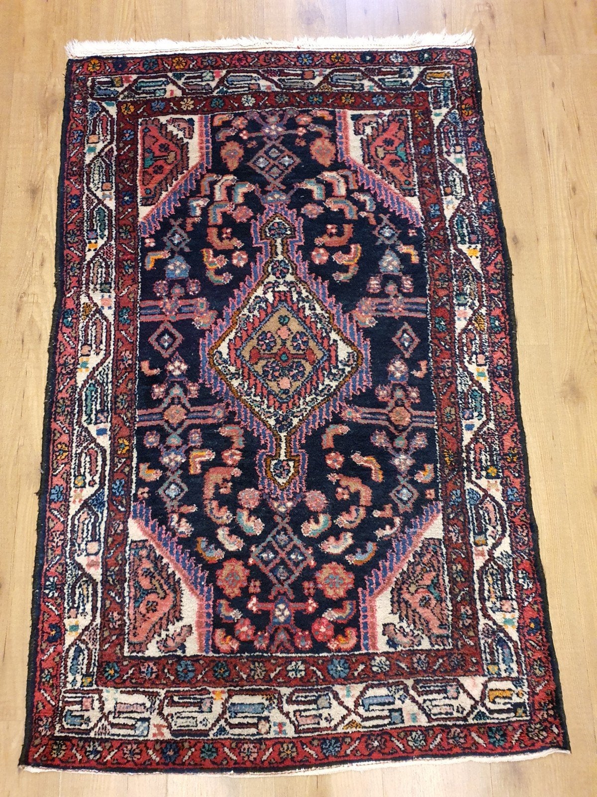 Vintage handgeknoopt perzisch tapijt hamadan 153x95, Info@SlatsAntiek.nl, Tweedehands, Perzisch, Rechthoekig