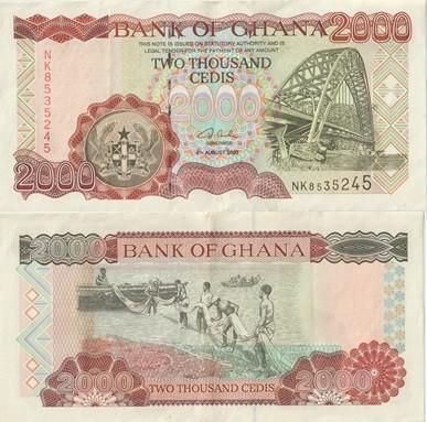 GHANA 2003 2000 cedis #33h XF, Verzenden, Overige landen, Los biljet