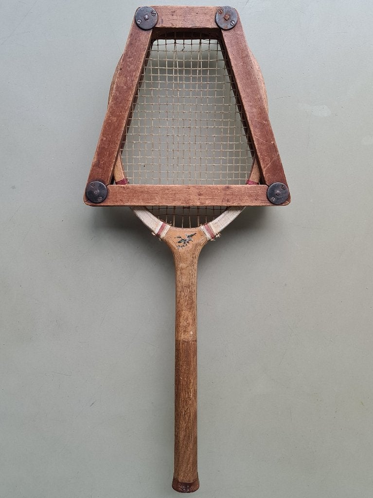antiek houten Eastbourne tennis-racket darm snaren decoratie, Overige merken, Gebruikt, L4, Ophalen of Verzenden