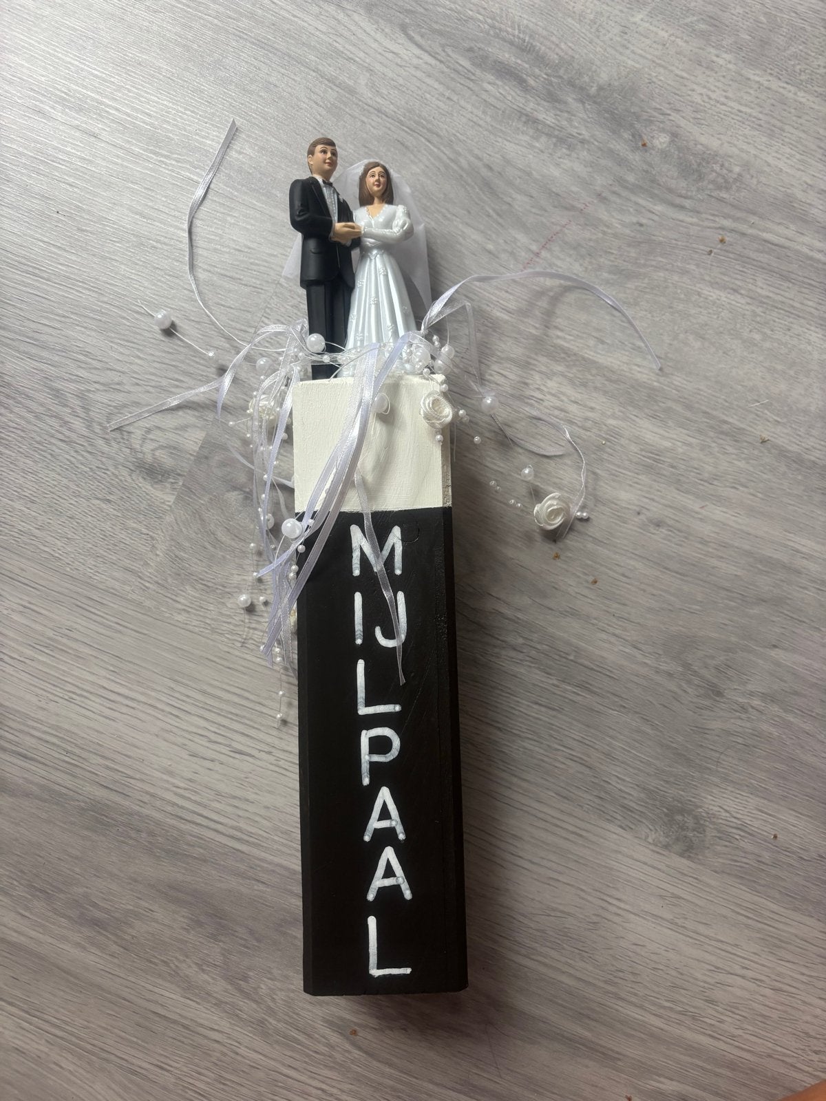 Bruidspaar Mijlpijl Decoratie - Handgemaakt, Zwart, Nieuw, Knutselwerk, Overige merken