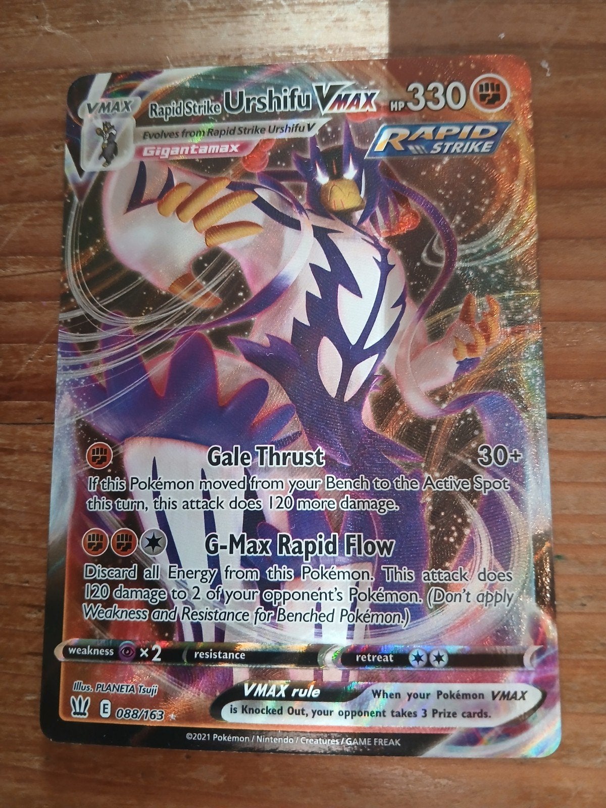 Rapid Strike Urshifu VMAX Pokémon Kaart 088/163, Hobby en Vrije tijd, Ophalen of Verzenden, Zo goed als nieuw, Losse kaart, Foil