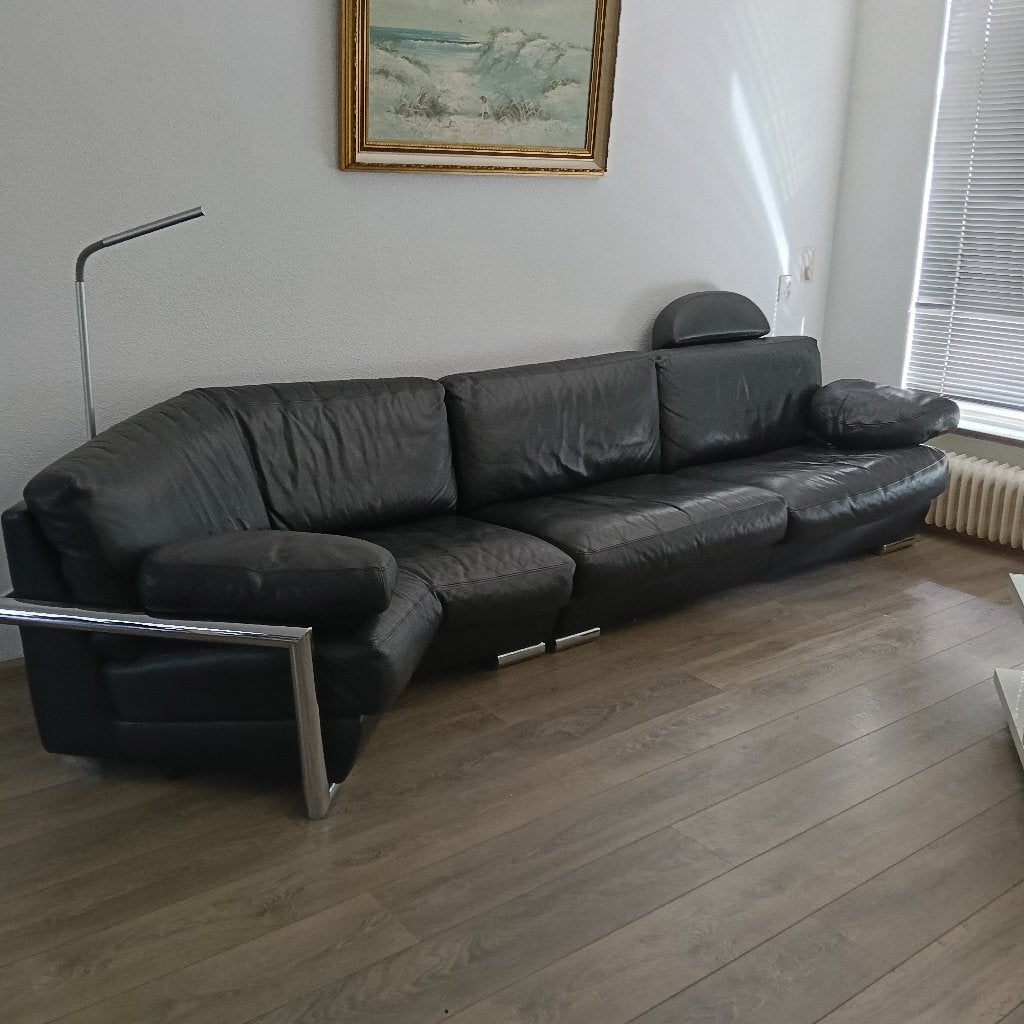 Zwarte Leren Artanova Designer Bankstel, Ophalen, 75 tot 100 cm, Zo goed als nieuw, Leer