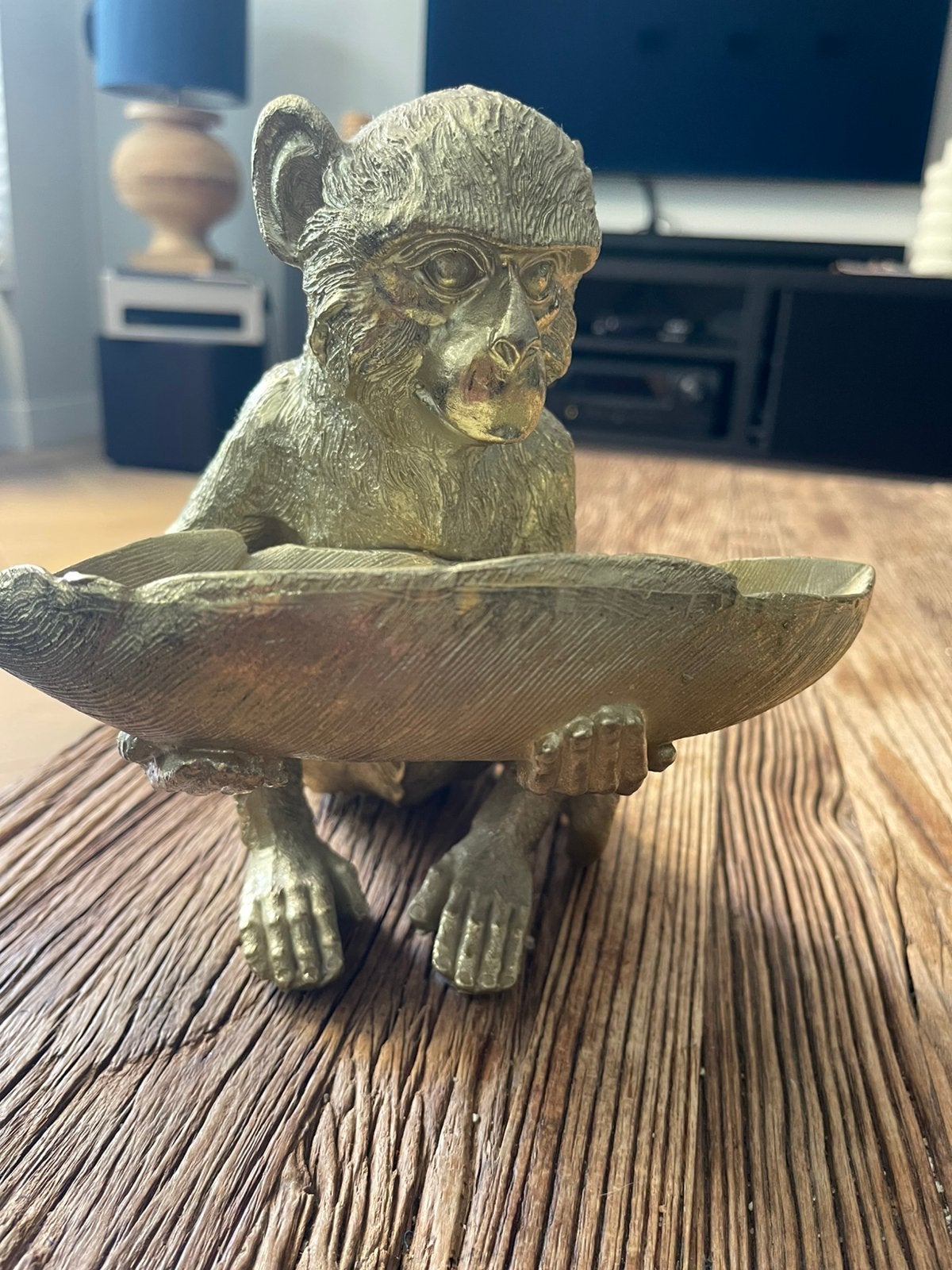 gewilde deco aap goud met blad, Huis en Inrichting, Woonaccessoires | Schalen en Manden, Ophalen of Verzenden, Nieuw, Rond