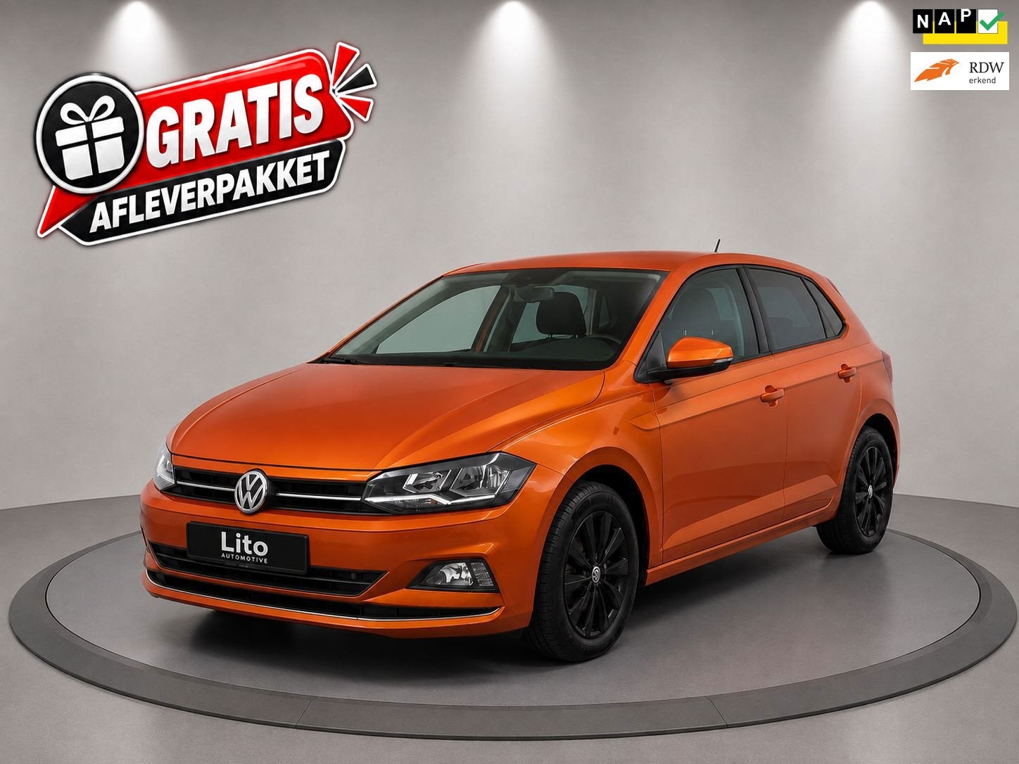 Volkswagen Polo 1.0 TSI Highline|ORANGE|HIGHLINE|VIRITUEEL|A, Auto's, Gebruikt, Euro 6, 49 €/maand, Origineel Nederlands