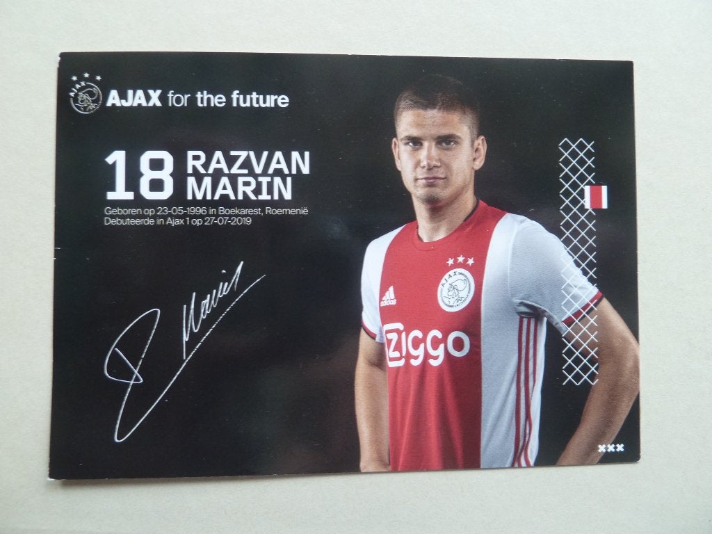 Spelerskaart. Razvan.Marin   Ajax.   2019/2020, Ophalen of Verzenden, Zo goed als nieuw, Ajax, Spelerskaart