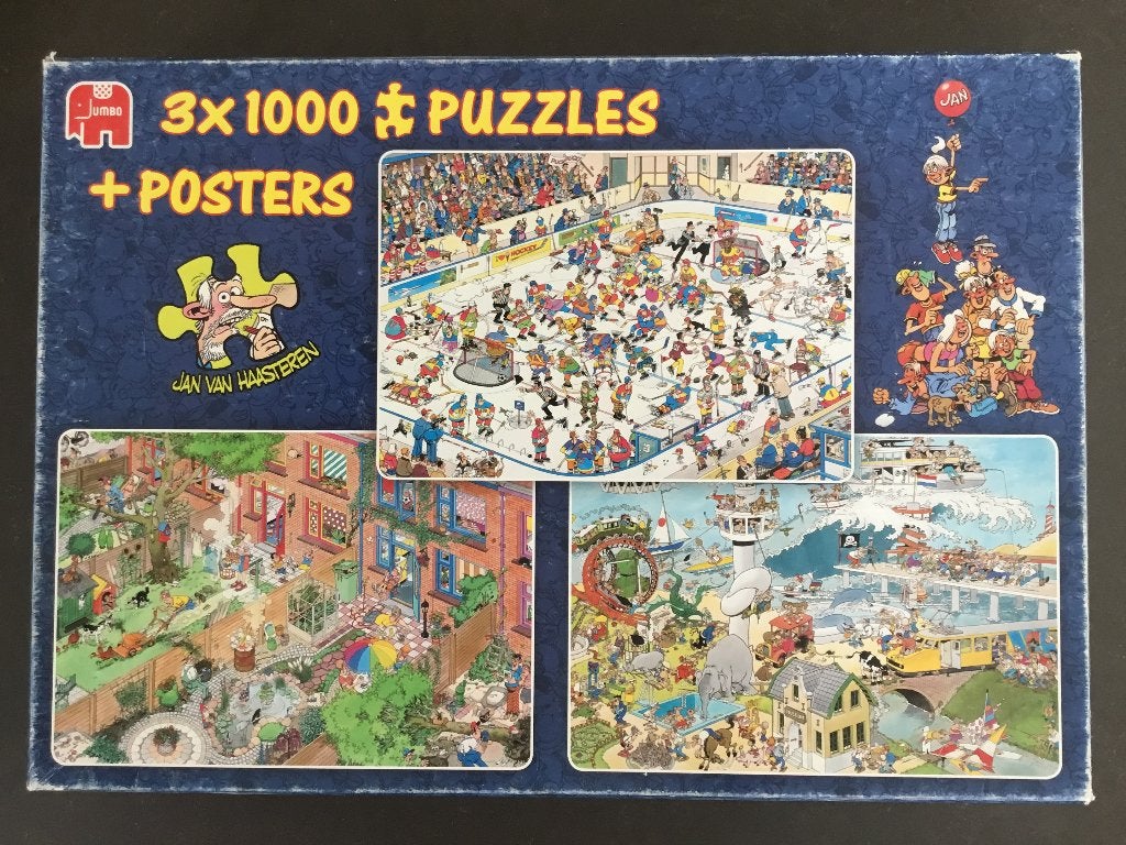3x 1000 stukjes Jumbo Jan van Haasteren Puzzels, Ophalen of Verzenden, 500 t/m 1500 stukjes, Gebruikt, Legpuzzel